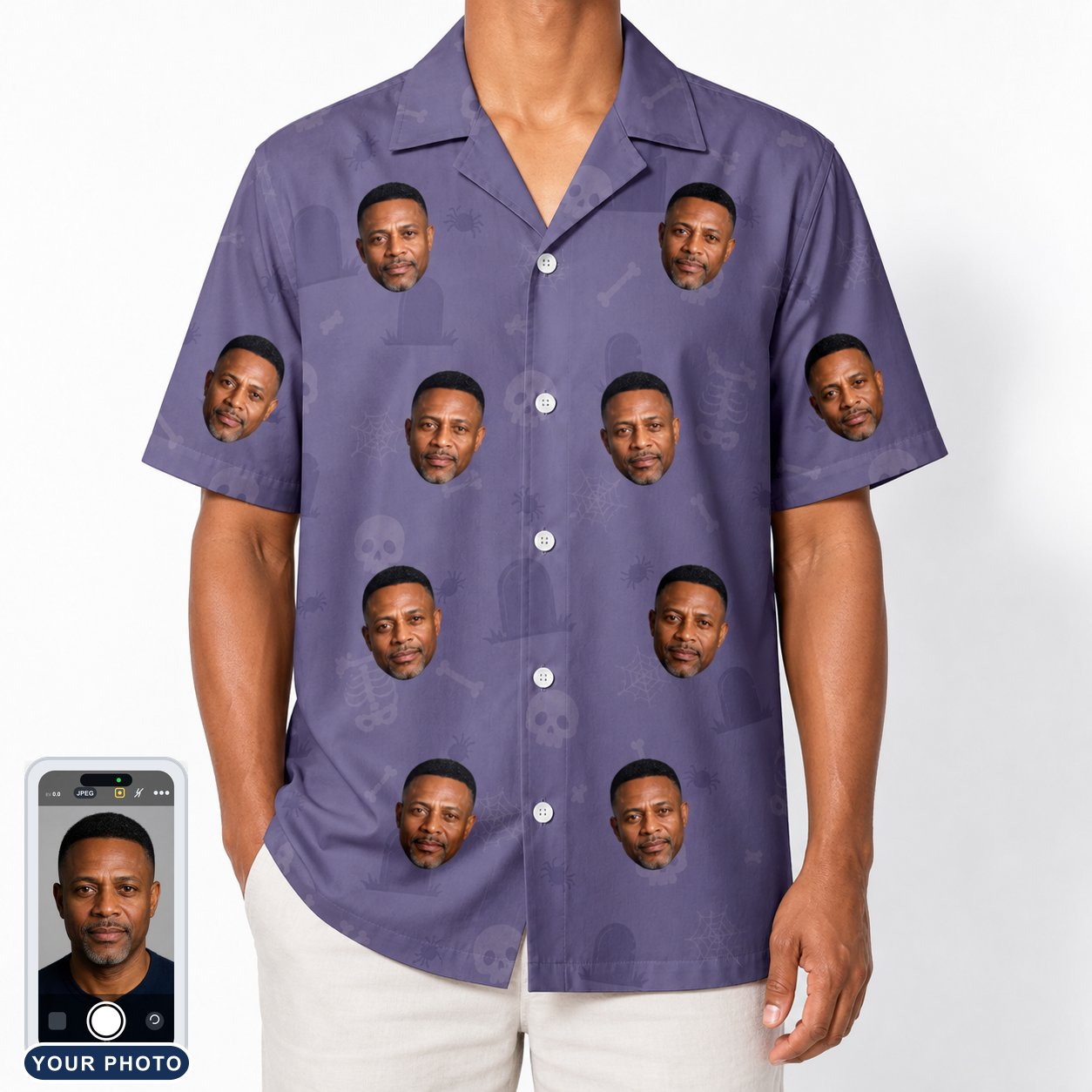 Men's Cemetery Chuckles Custom Face Hawaiian Shirt