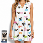 Women's Tag Wag Custom Dog Face V-Neck Dress