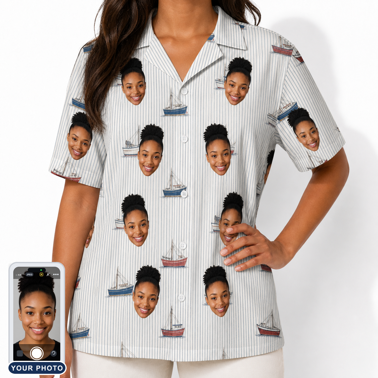 Women's Sardine Skippers Custom Face Hawaiian Shirt