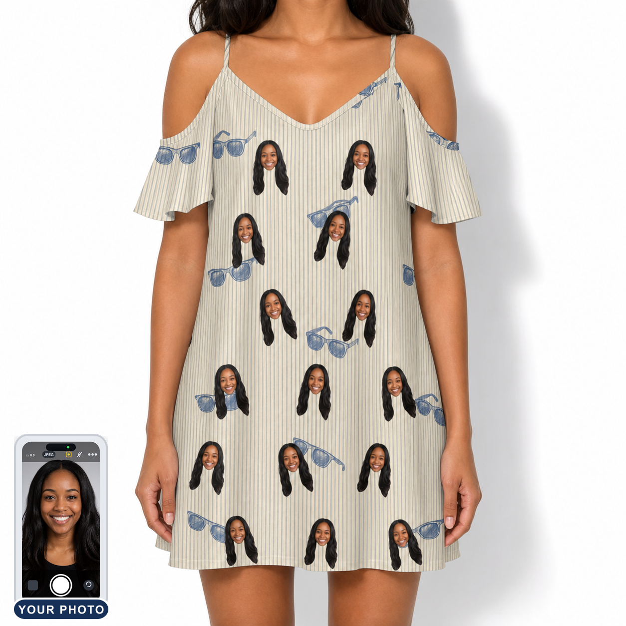 Women's Solar Sire Custom Face Off-Shoulder Dress