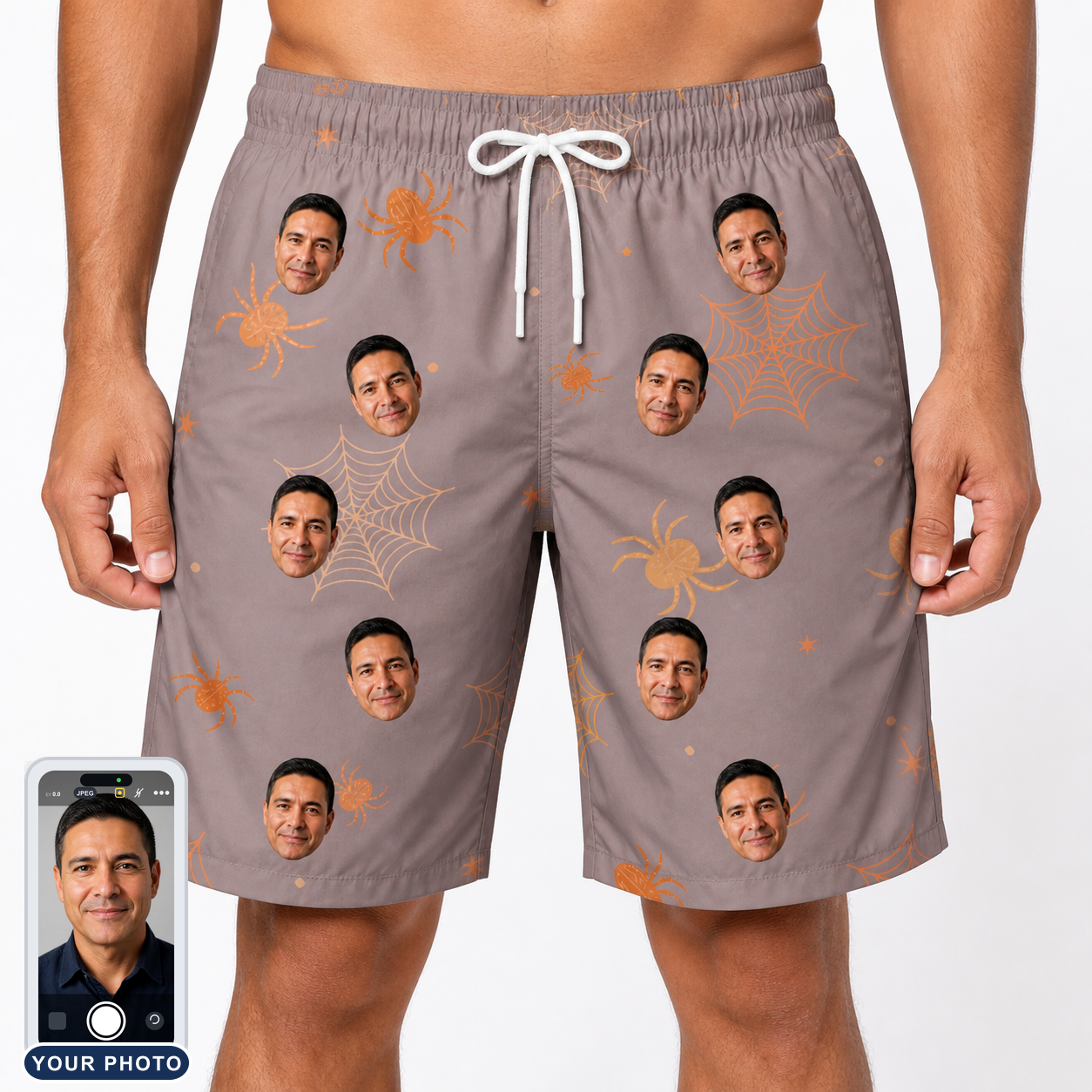 Men's Haunted Lattice Custom Face Beach Shorts