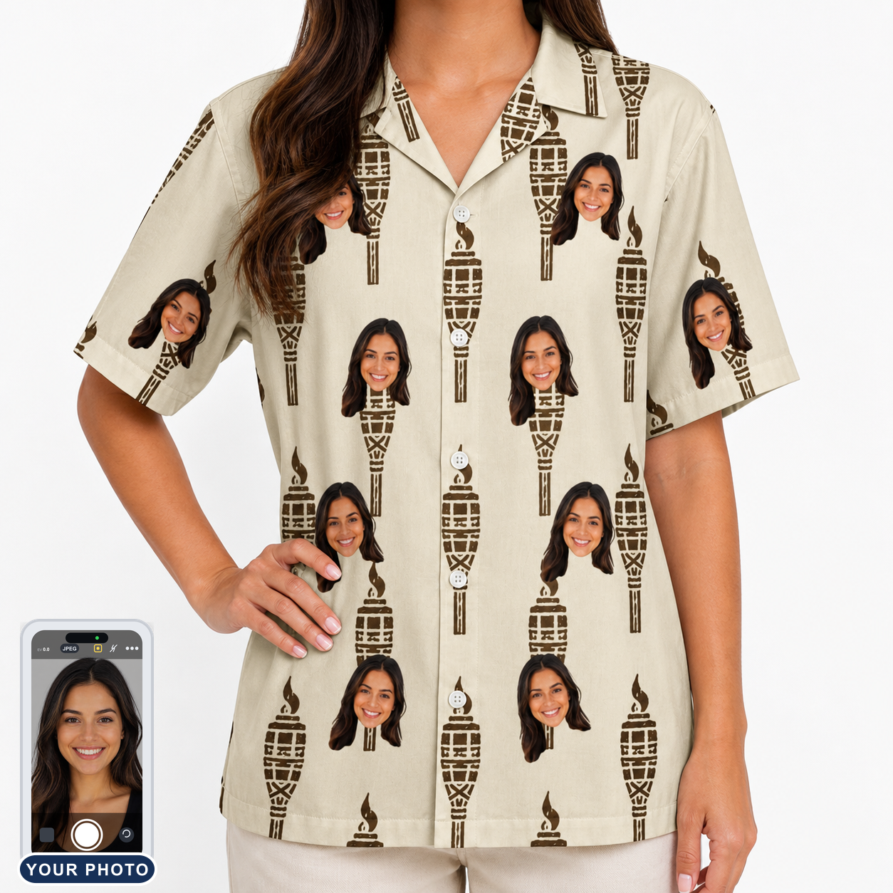 Women's Rattan Radiance Custom Face Hawaiian Shirt