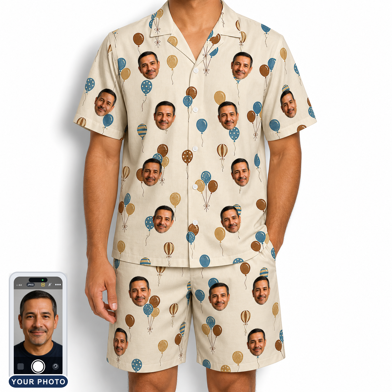 Men's Affection Aloft Custom Face Shirt & Shorts Set