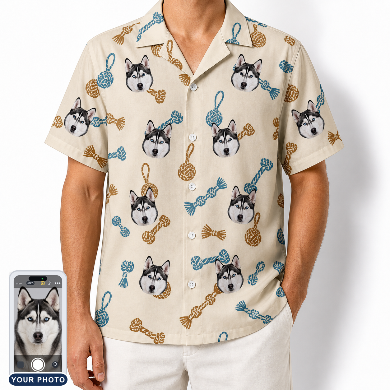 Men's Knotty Companions Custom Dog Face Hawaiian Shirt