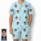 Men's Spiky Shoreline Custom Face Shirt & Shorts Set