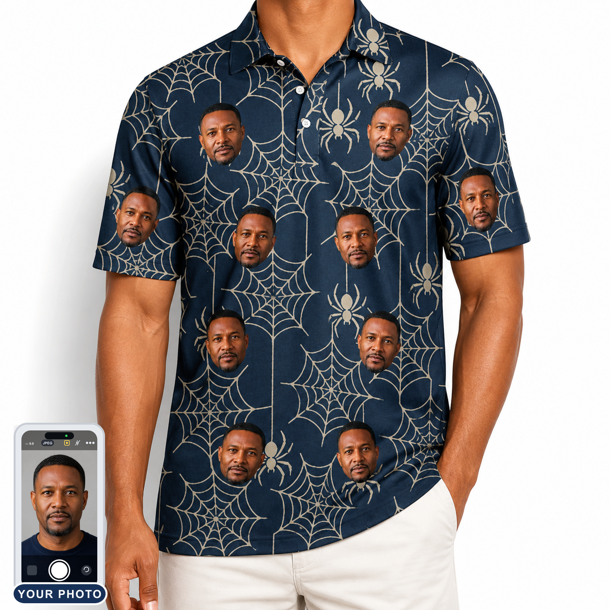 Men's Grim Gridwork Custom Face Polo Shirt