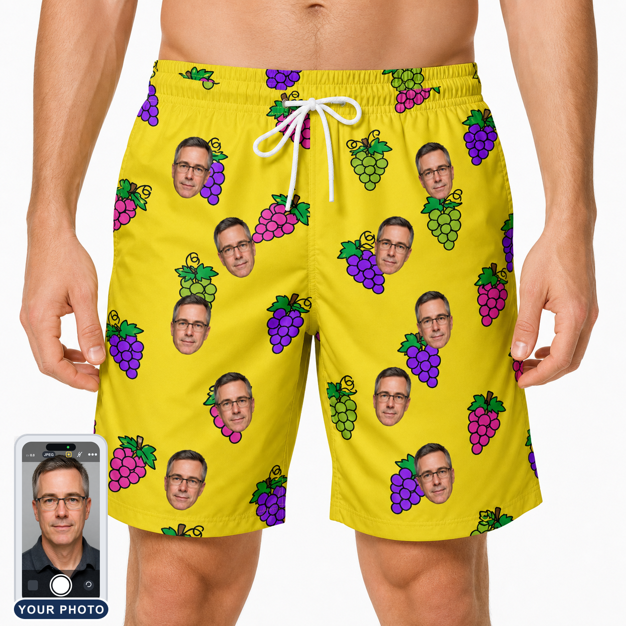 Men's Vineyard Vibes Custom Face Beach Shorts