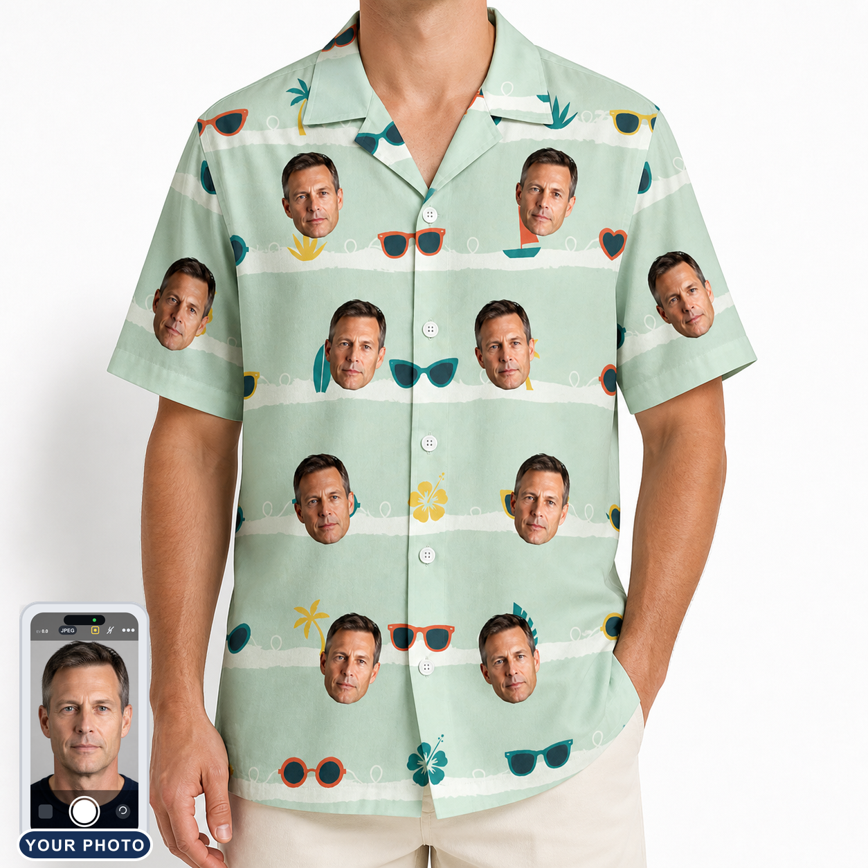 Men's Lens Liaisons Custom Face Hawaiian Shirt