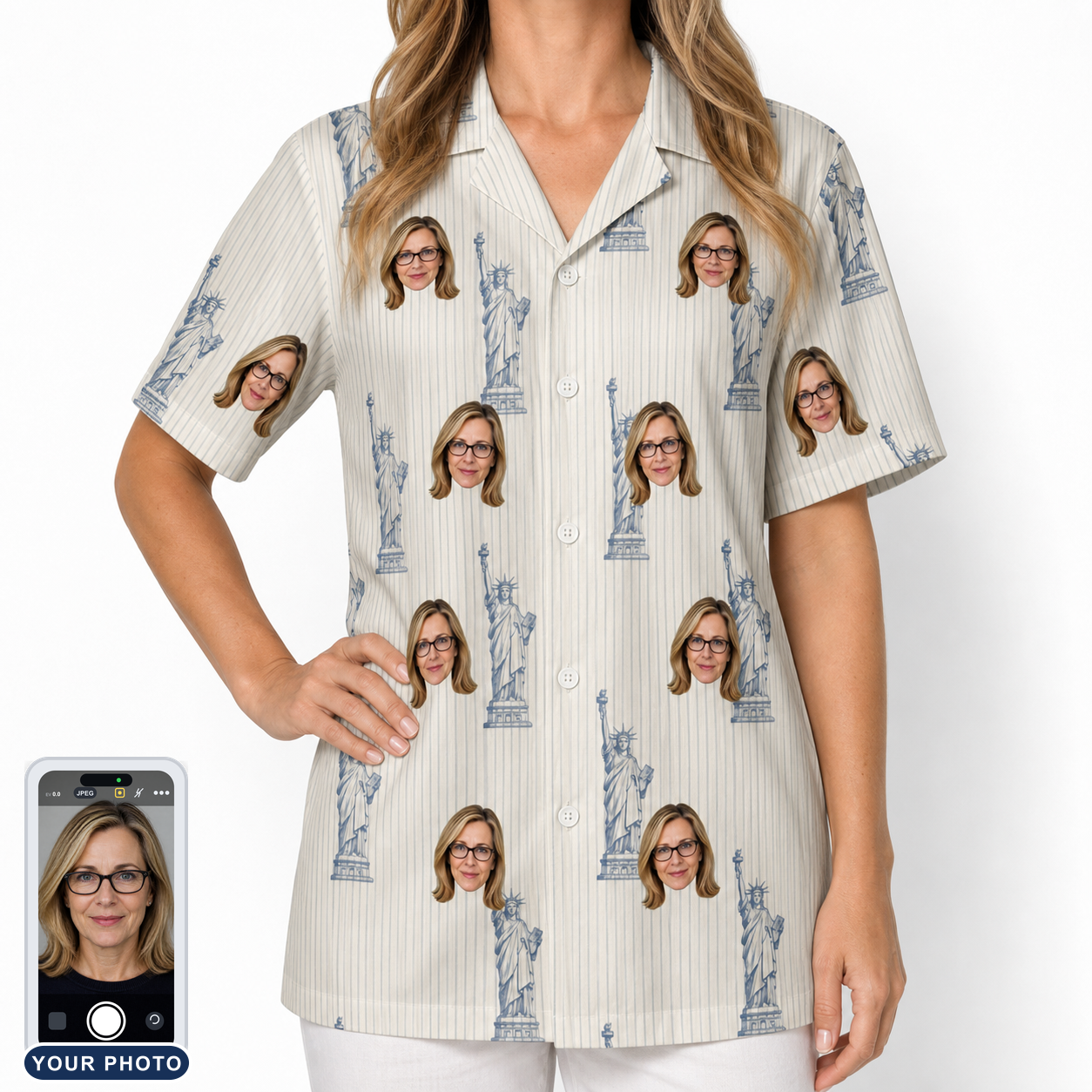 Women's Harbor Halo Custom Face Hawaiian Shirt