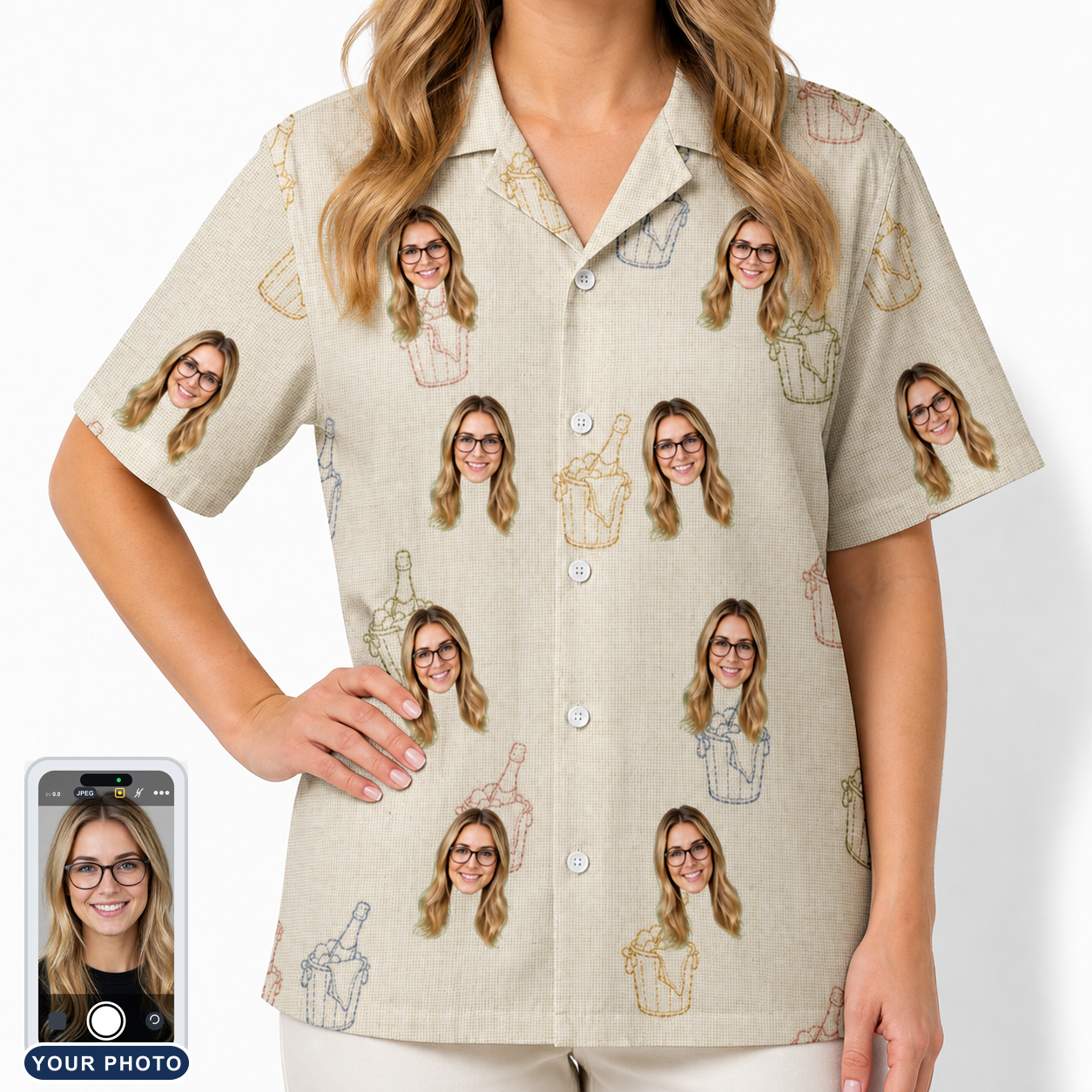 Women's Toast Tiaras Custom Face Hawaiian Shirt