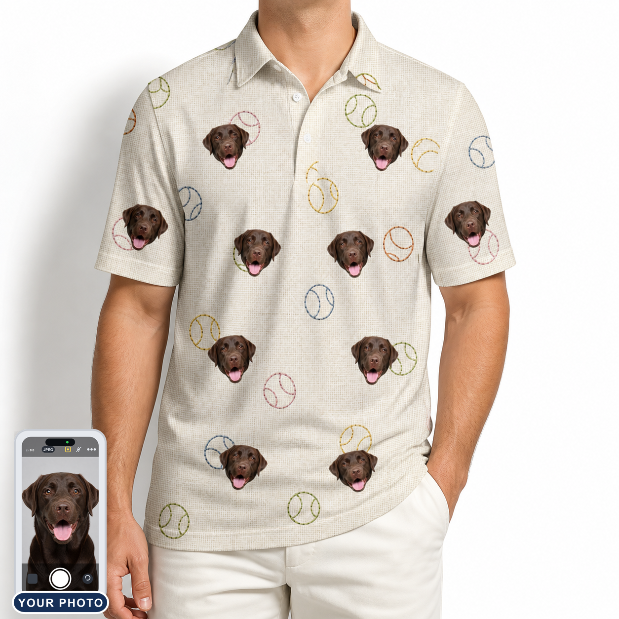 Men's Rally Retrievers Custom Dog Face Polo Shirt