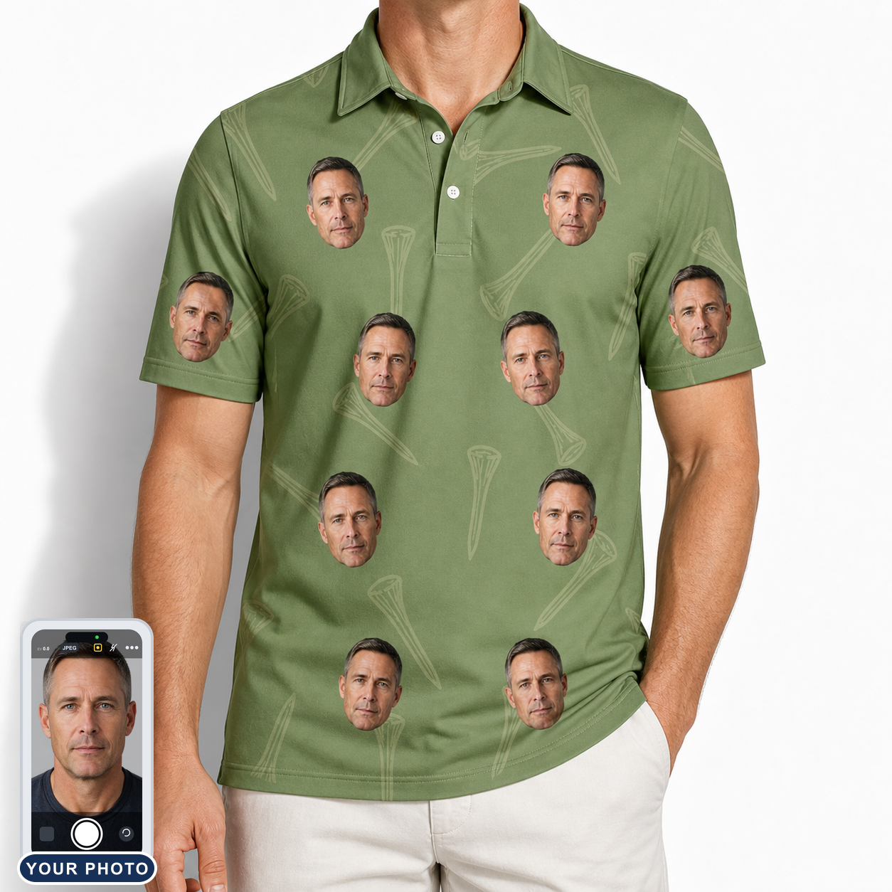 Men's Fairway Flair Custom Face Polo Shirt