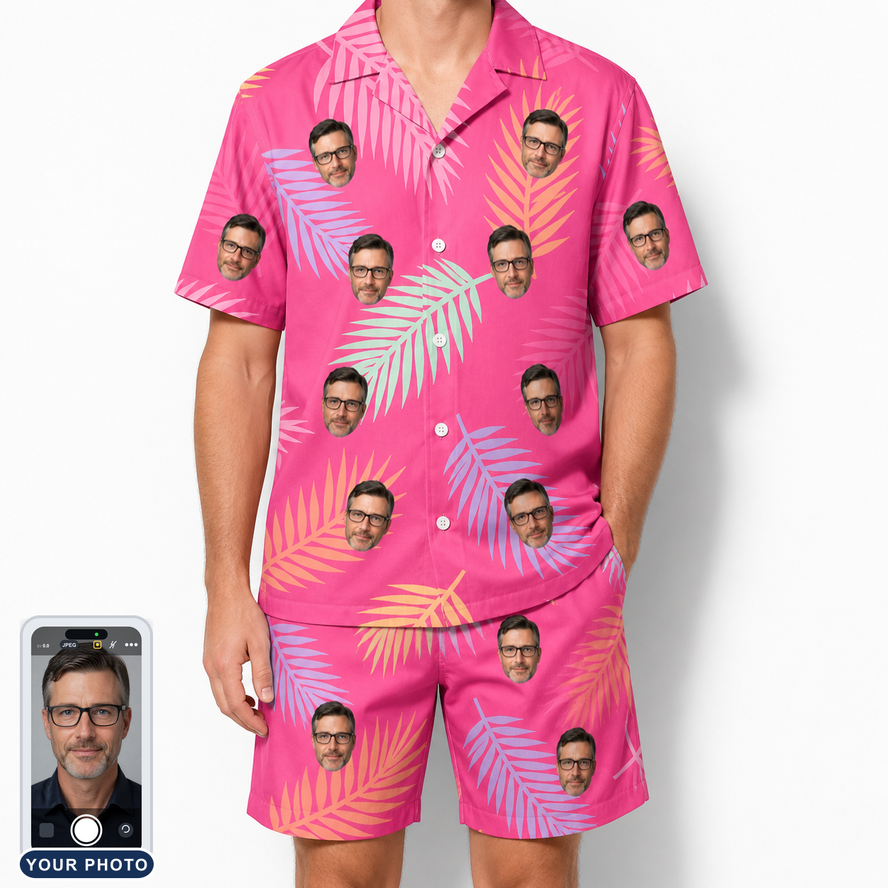 Men's Swaying Sweethearts Custom Face Shirt & Shorts Set
