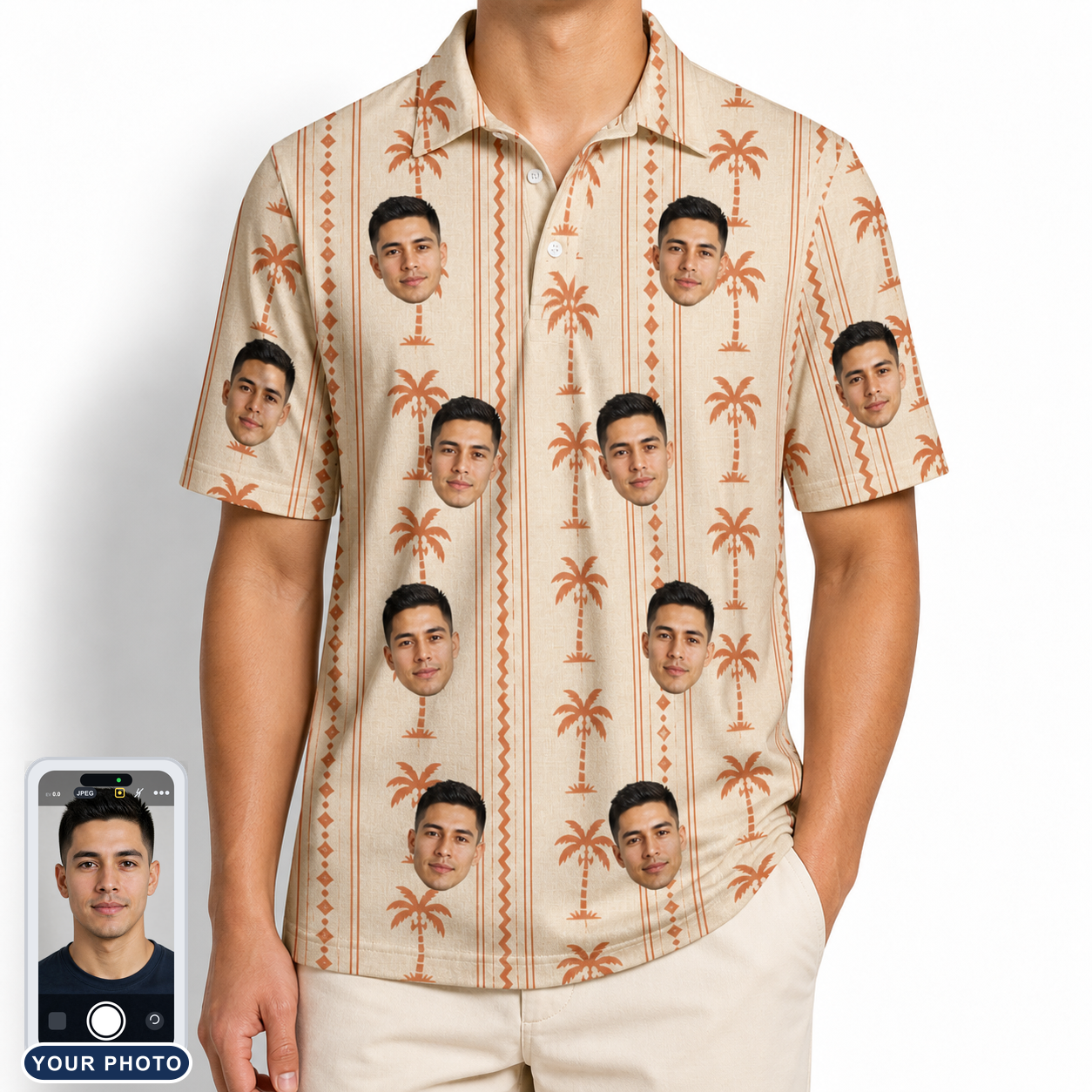 Men's Orchid Oasis Custom Face Polo Shirt