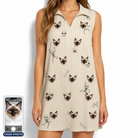 Women's Arachnid Antics Custom Cat Face V-Neck Dress
