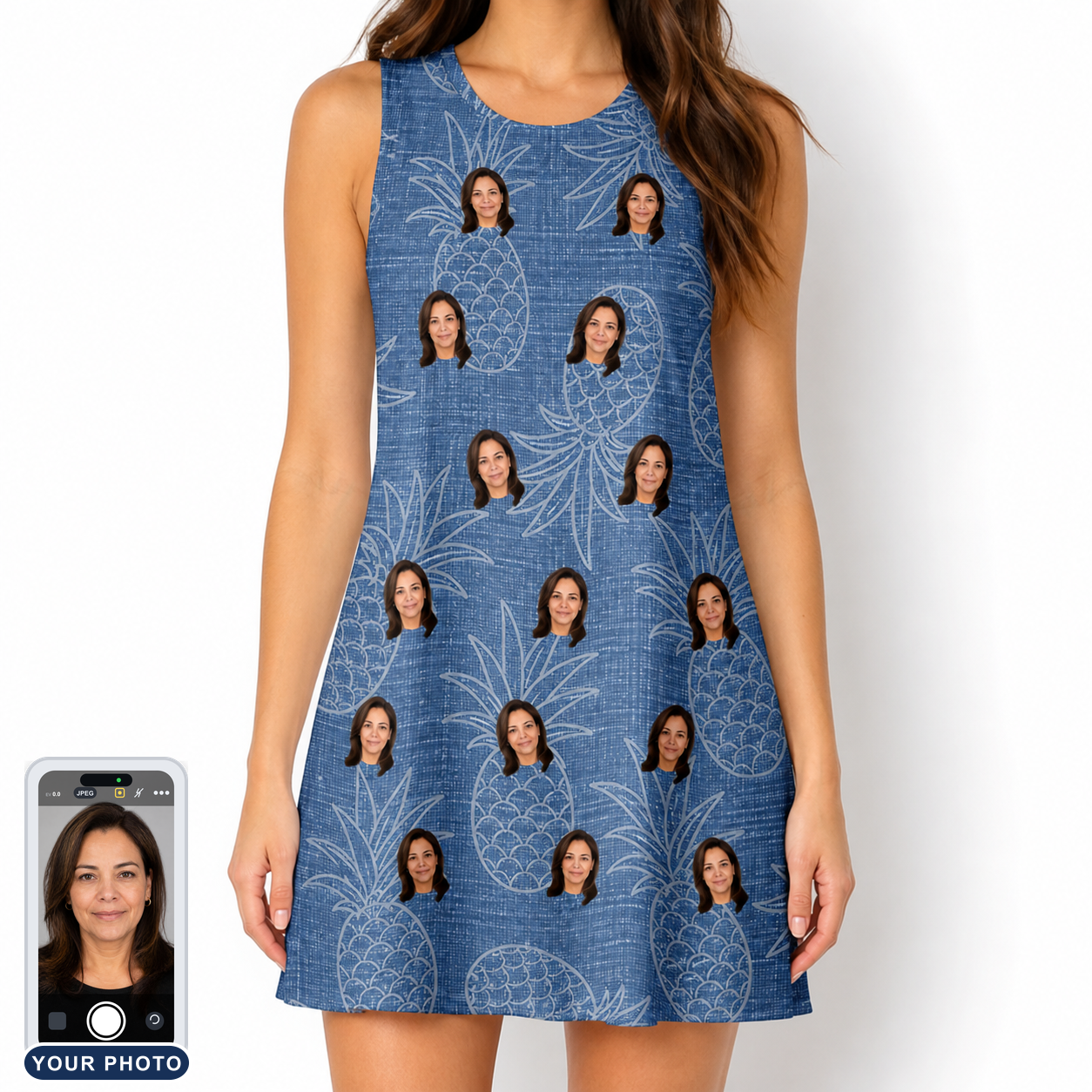Women's Golden Gush Custom Face Tank Dress