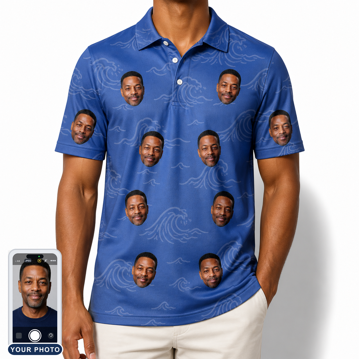 Men's Briny Bliss Custom Face Polo Shirt