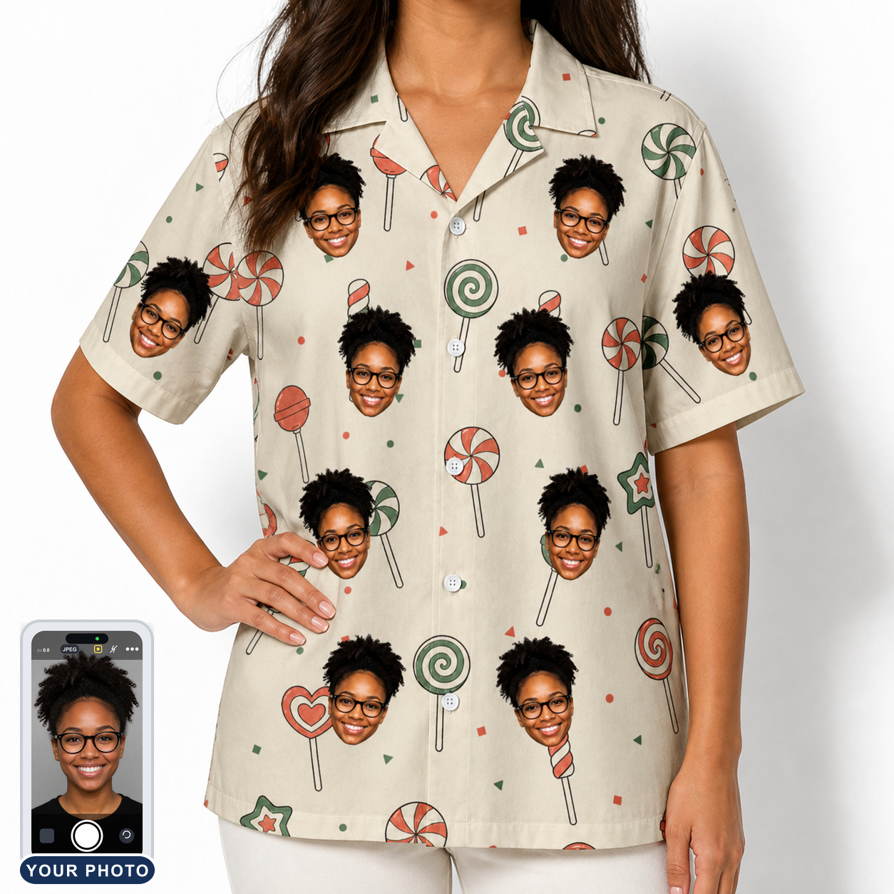 Women's Candy Constellation Custom Face Hawaiian Shirt