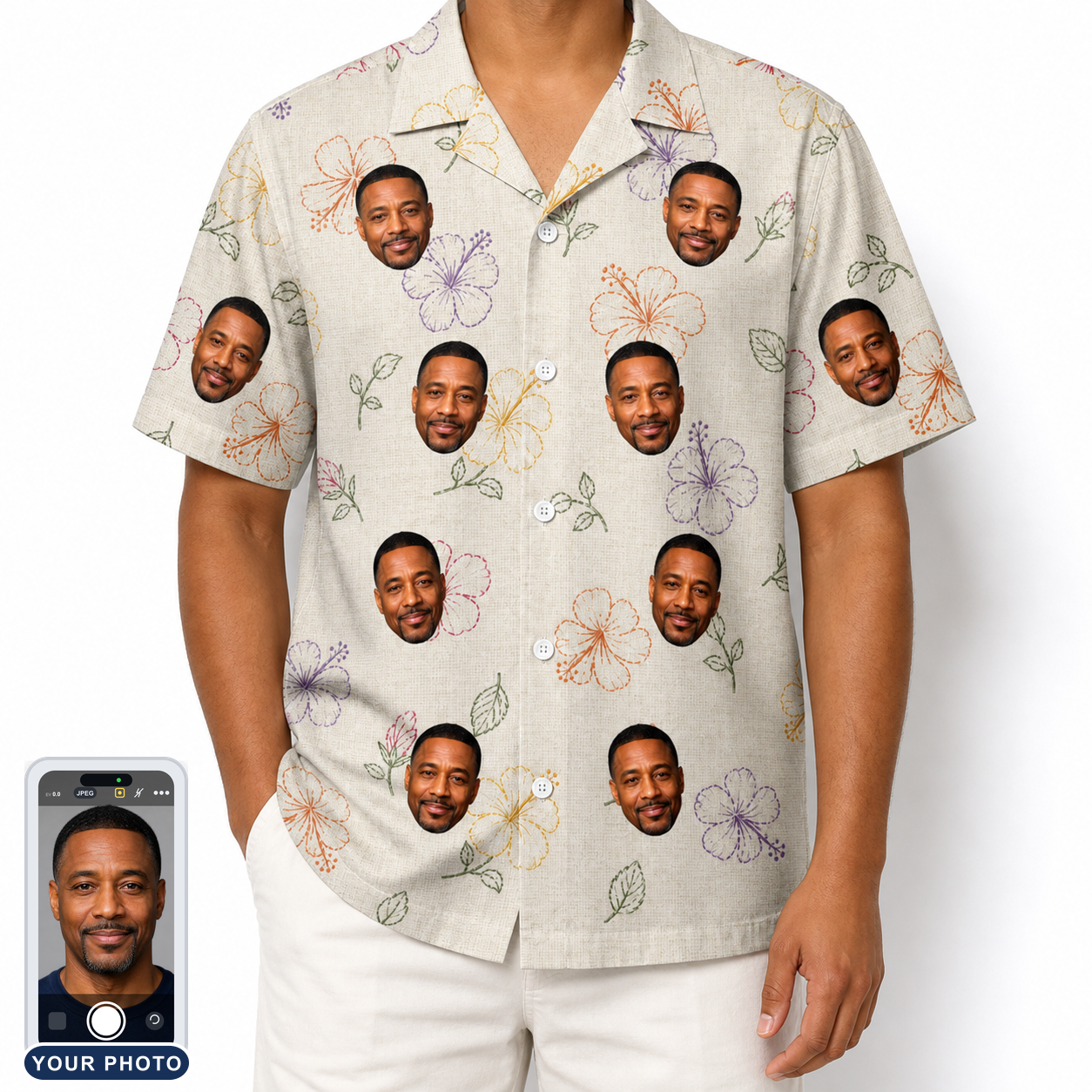 Men's Crimson Calyx Custom Face Hawaiian Shirt