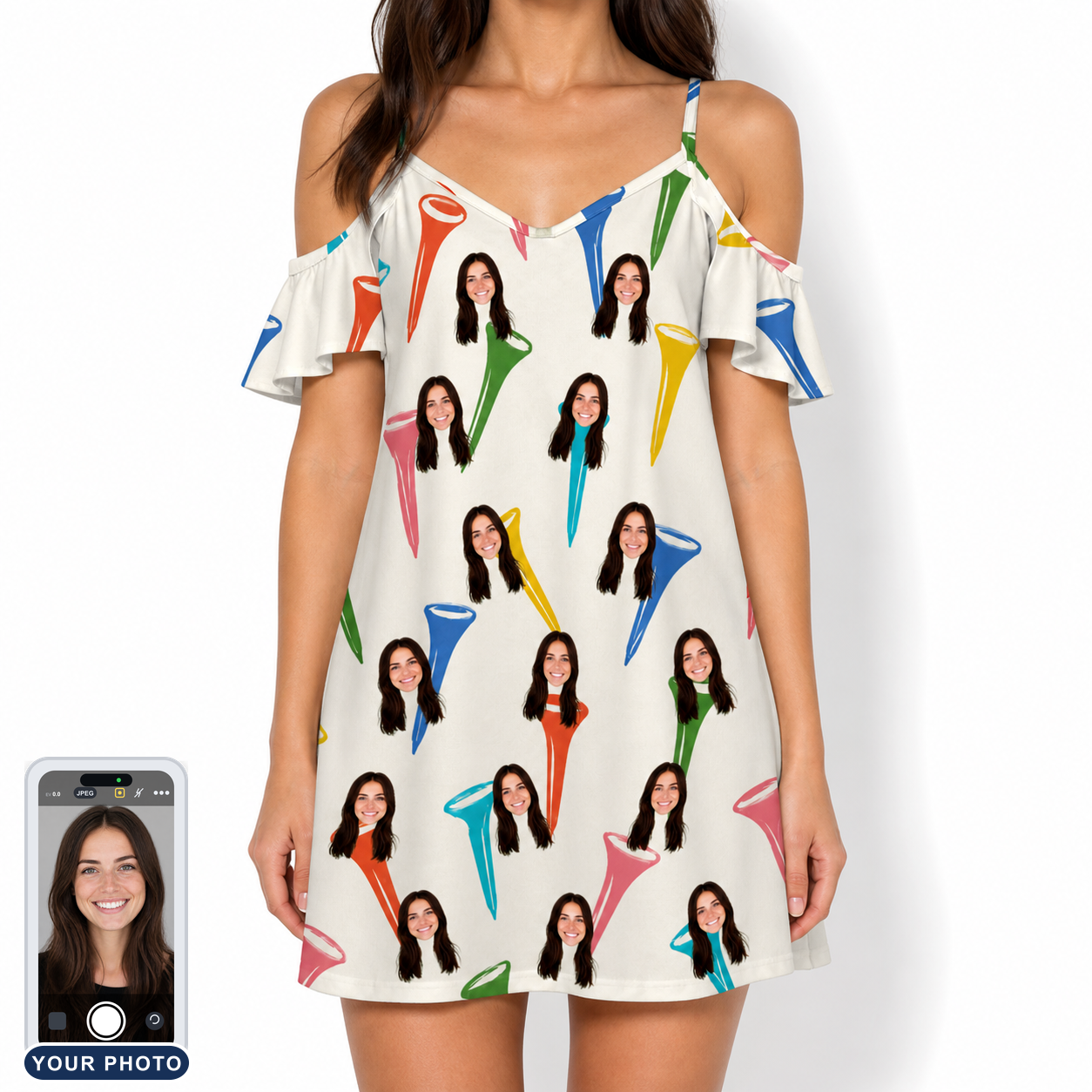 Women's Par Pickets Custom Face Off-Shoulder Dress