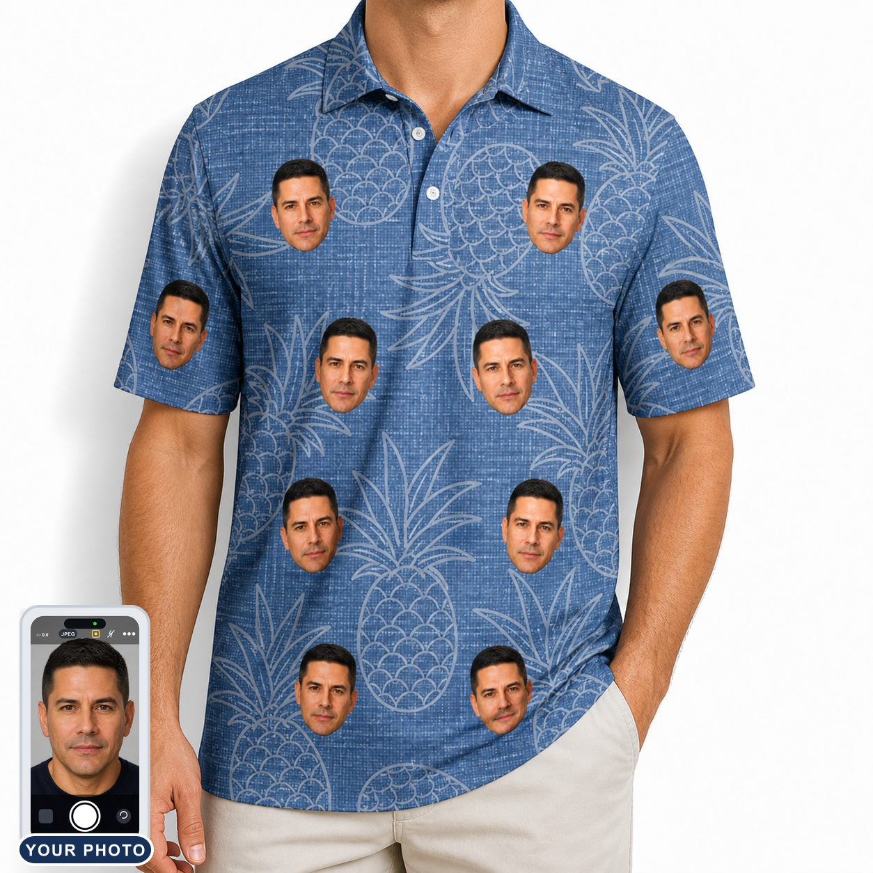 Men's Golden Gush Custom Face Polo Shirt