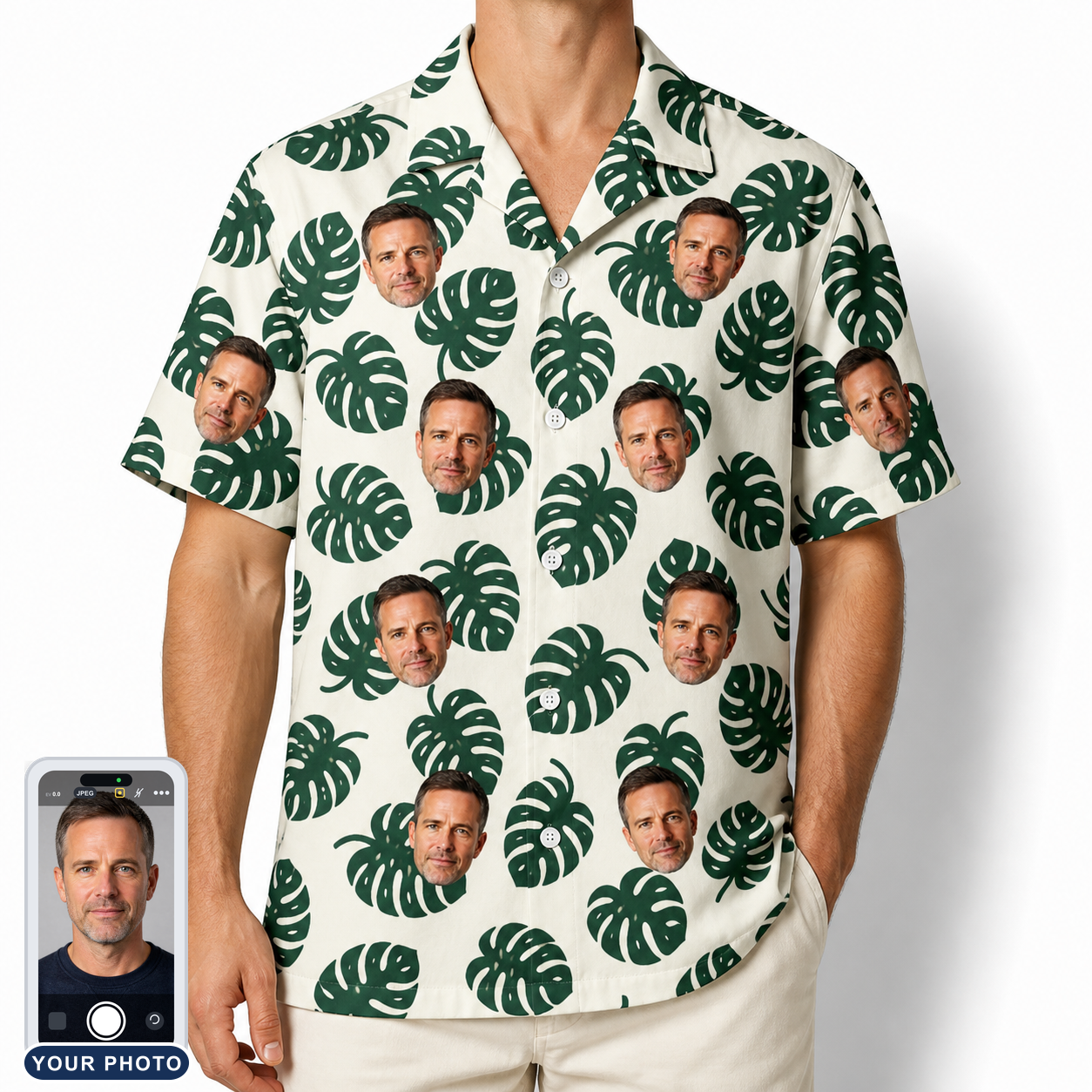 Men's Verdant Vacation Custom Face Hawaiian Shirt