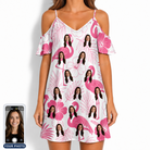 Women's Rosy Waders Custom Face Off-Shoulder Dress