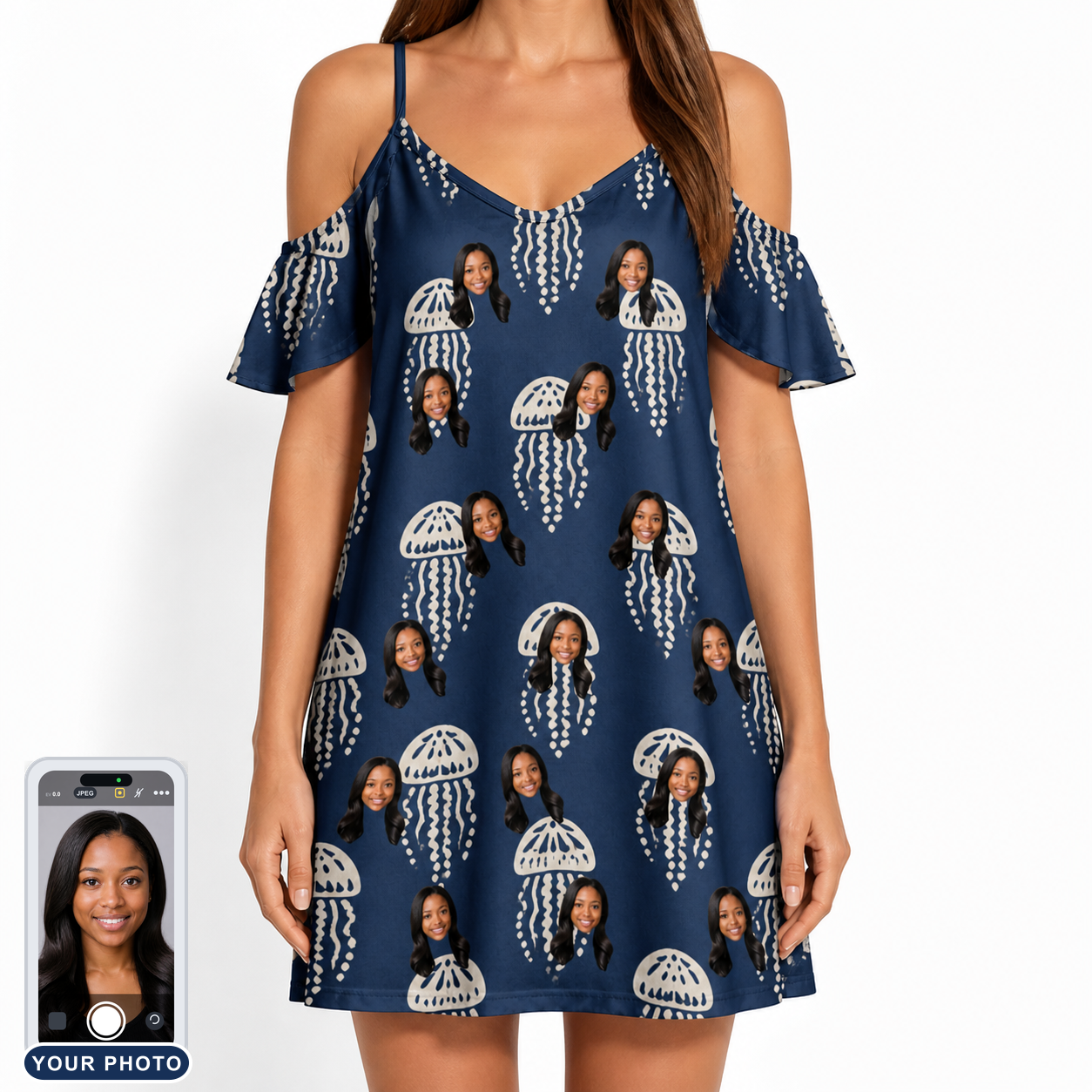Women's Nettle Nebula Custom Face Off-Shoulder Dress