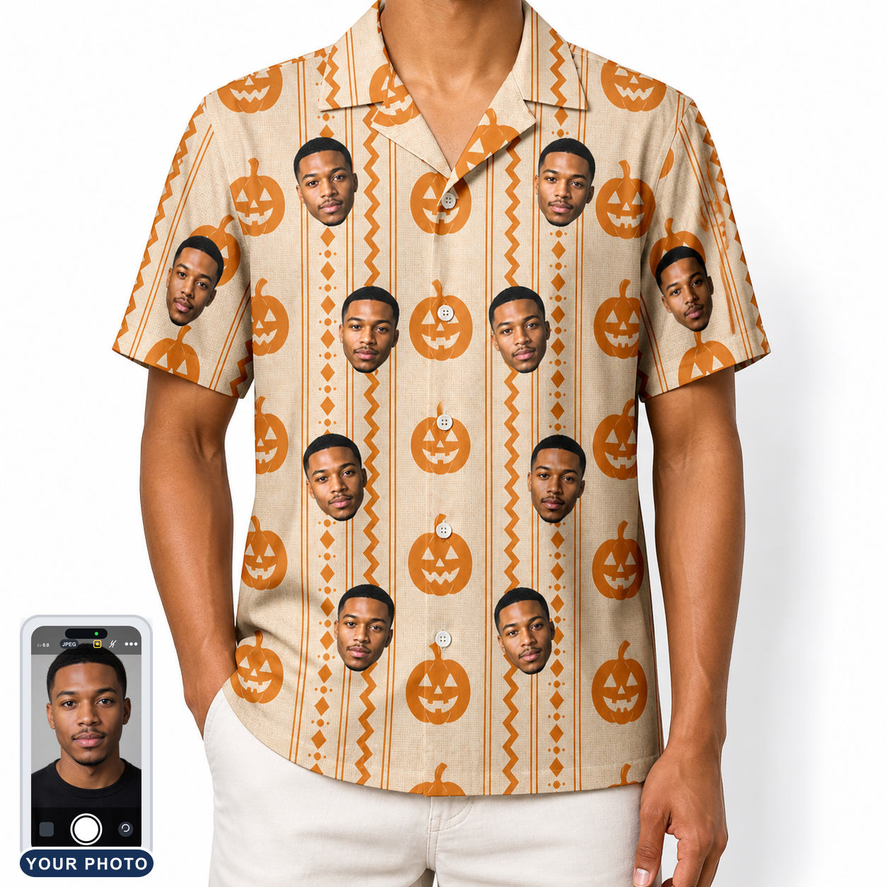 Men's Spooky Squash Custom Face Hawaiian Shirt