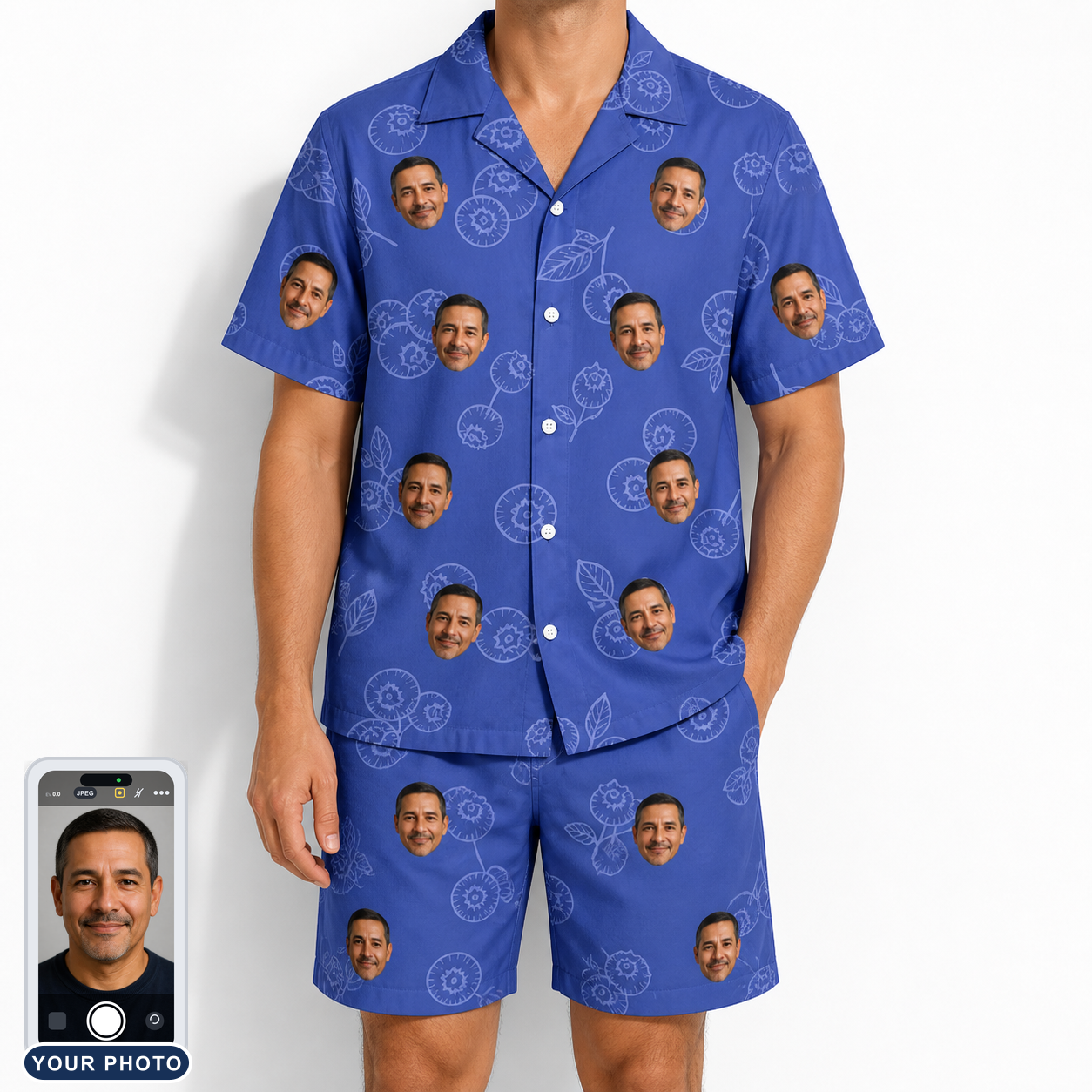 Men's Blueberry Boogie Custom Face Shirt & Shorts Set
