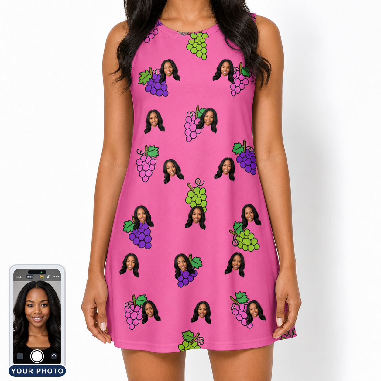 Women's Grape Escape Custom Face Tank Dress