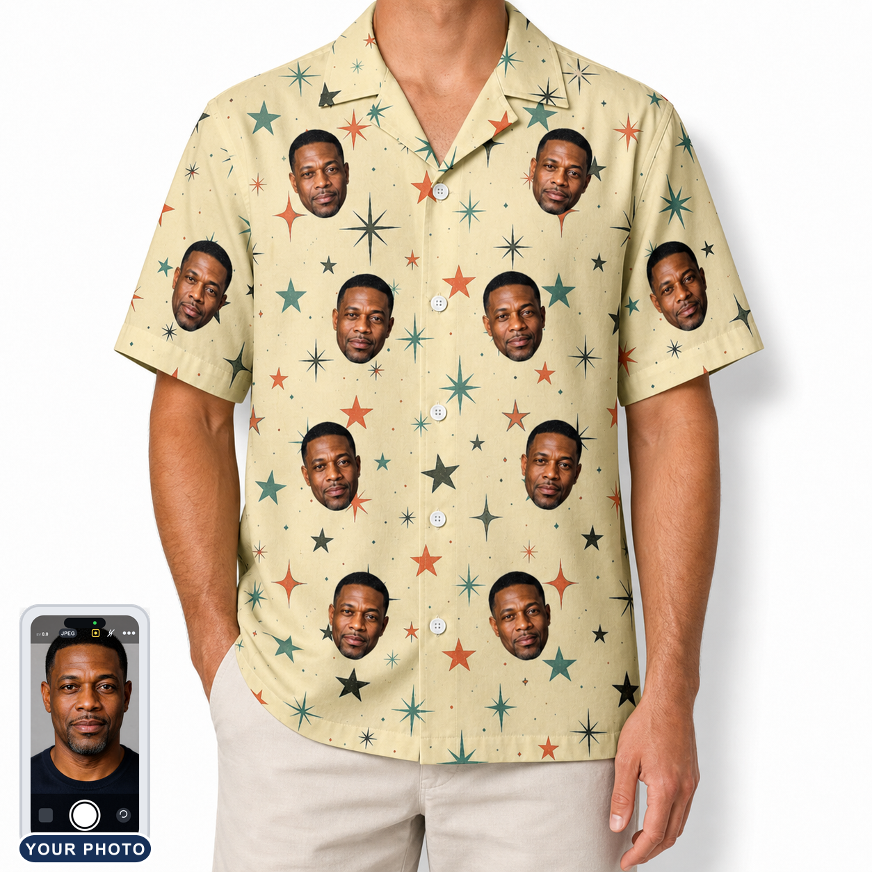 Men's Shimmer Shindig Custom Face Hawaiian Shirt