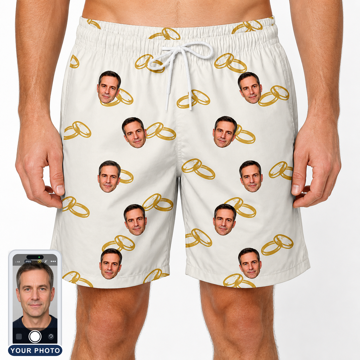 Men's Paired Piers Custom Face Beach Shorts