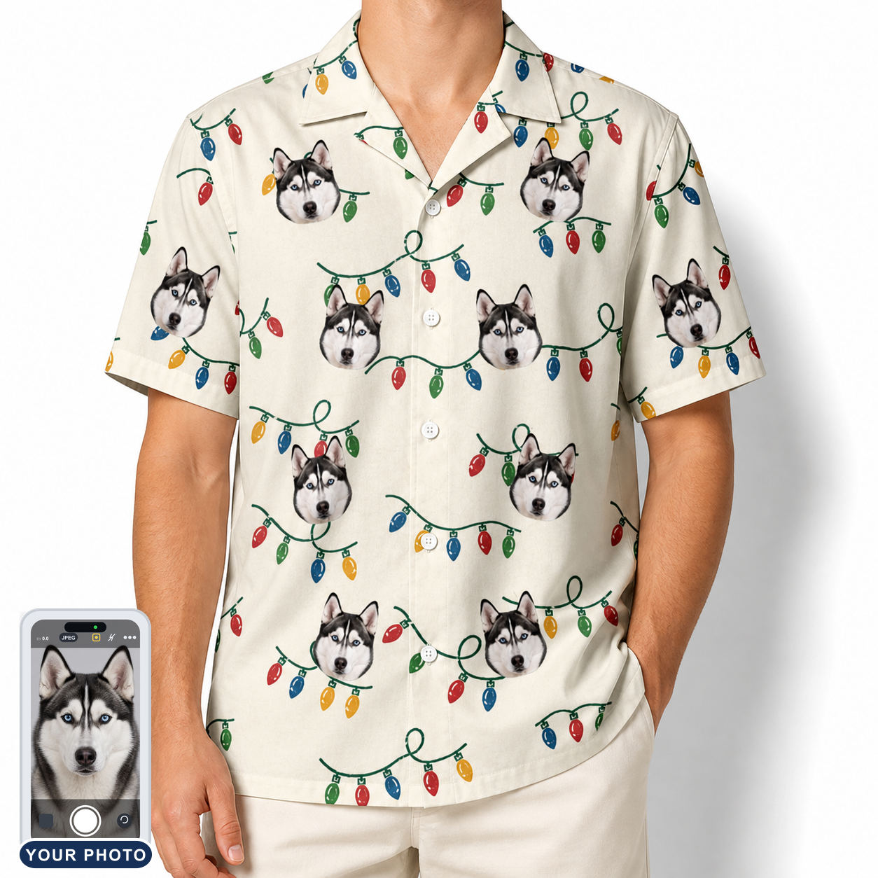 Men's Twinkle Tangled Custom Dog Face Hawaiian Shirt