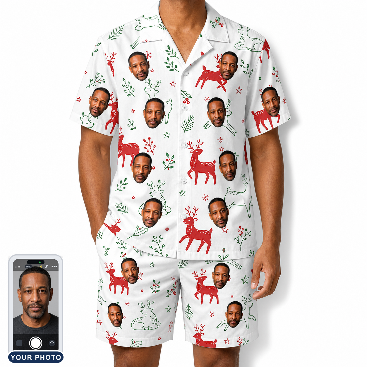 Men's Rudolph Ruckus Custom Face Shirt & Shorts Set