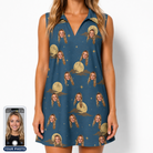 Women's Lunar Laughs Custom Face V-Neck Dress