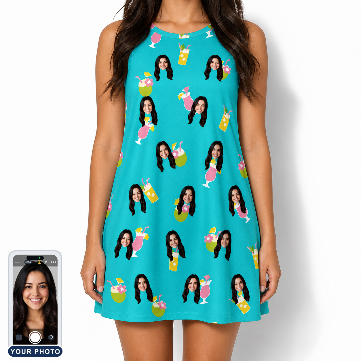 Women's Daiquiri Darlings Custom Face Tank Dress