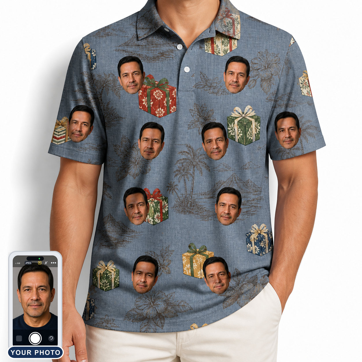 Men's Present Party Custom Face Polo Shirt