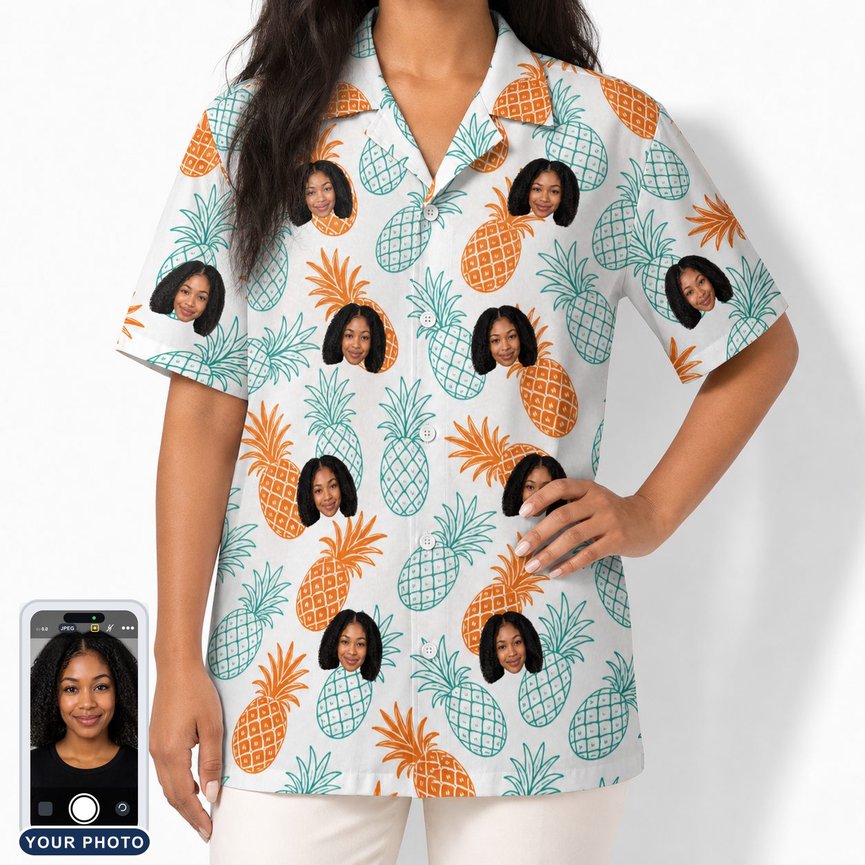 Women's Spiky Staycation Custom Face Hawaiian Shirt