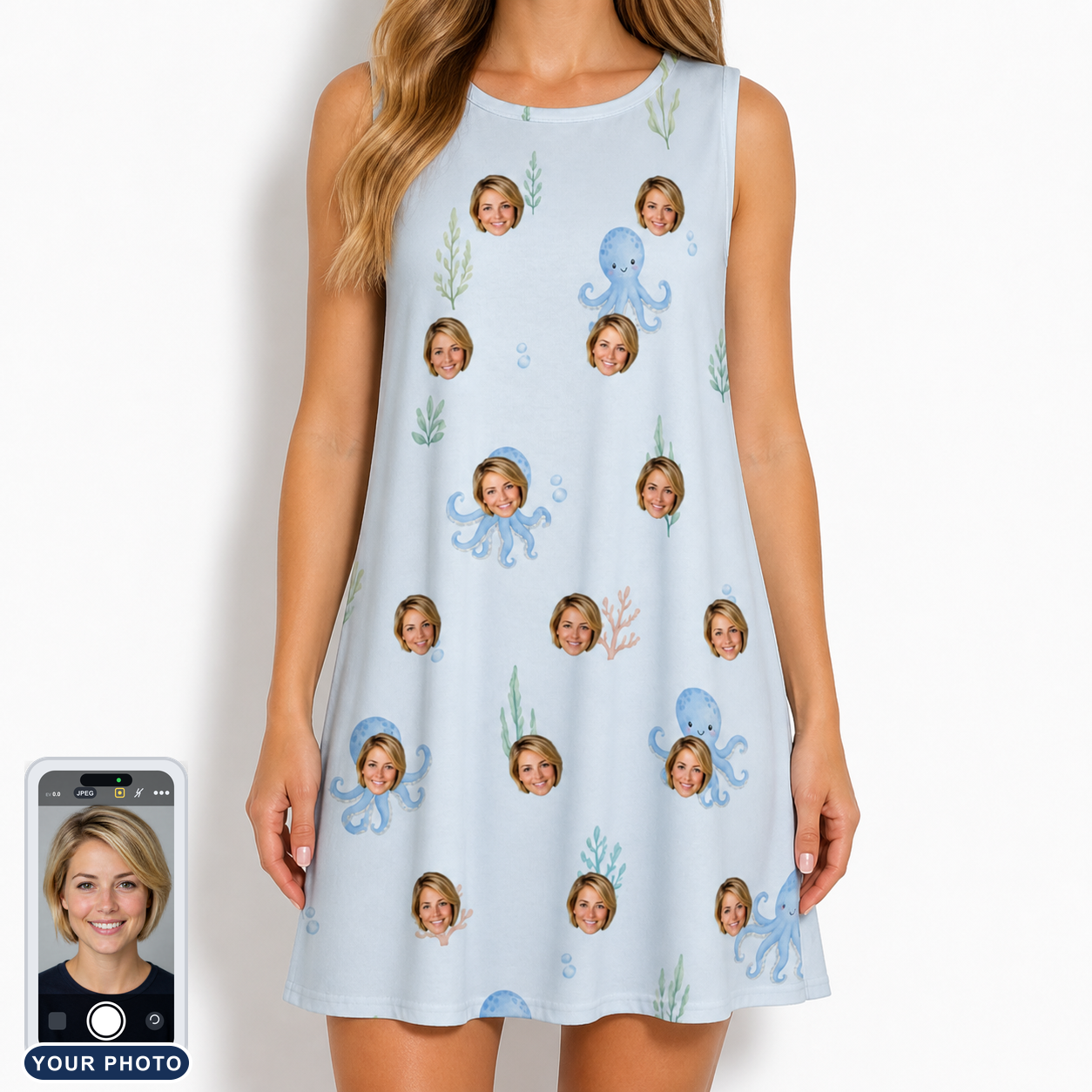 Women's Tentacle Tickle Custom Face Tank Dress