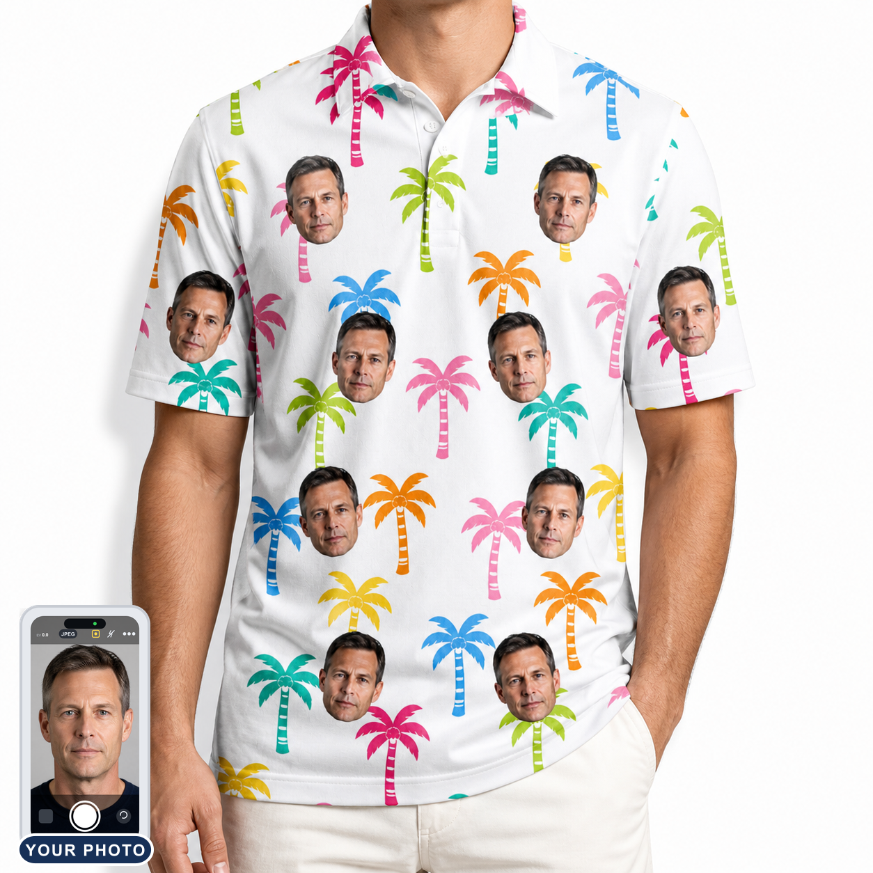 Men's Jungle Jive Custom Face Polo Shirt