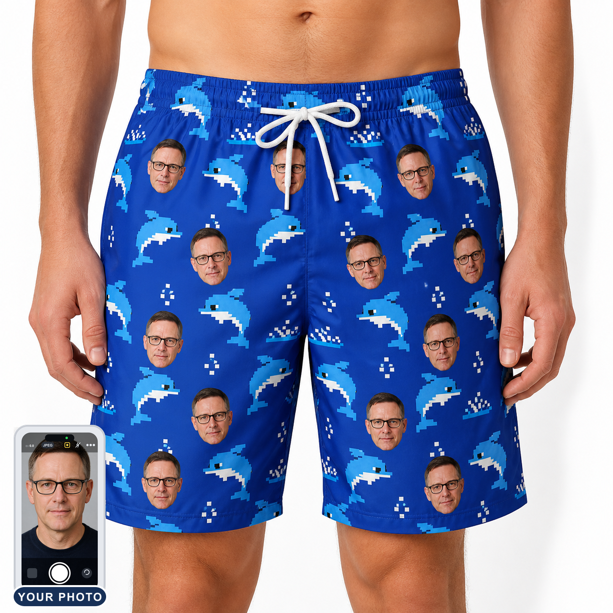 Men's Porpoise Party Custom Face Beach Shorts