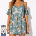 Women's Doggone Doodles Custom Dog Face Off-Shoulder Dress