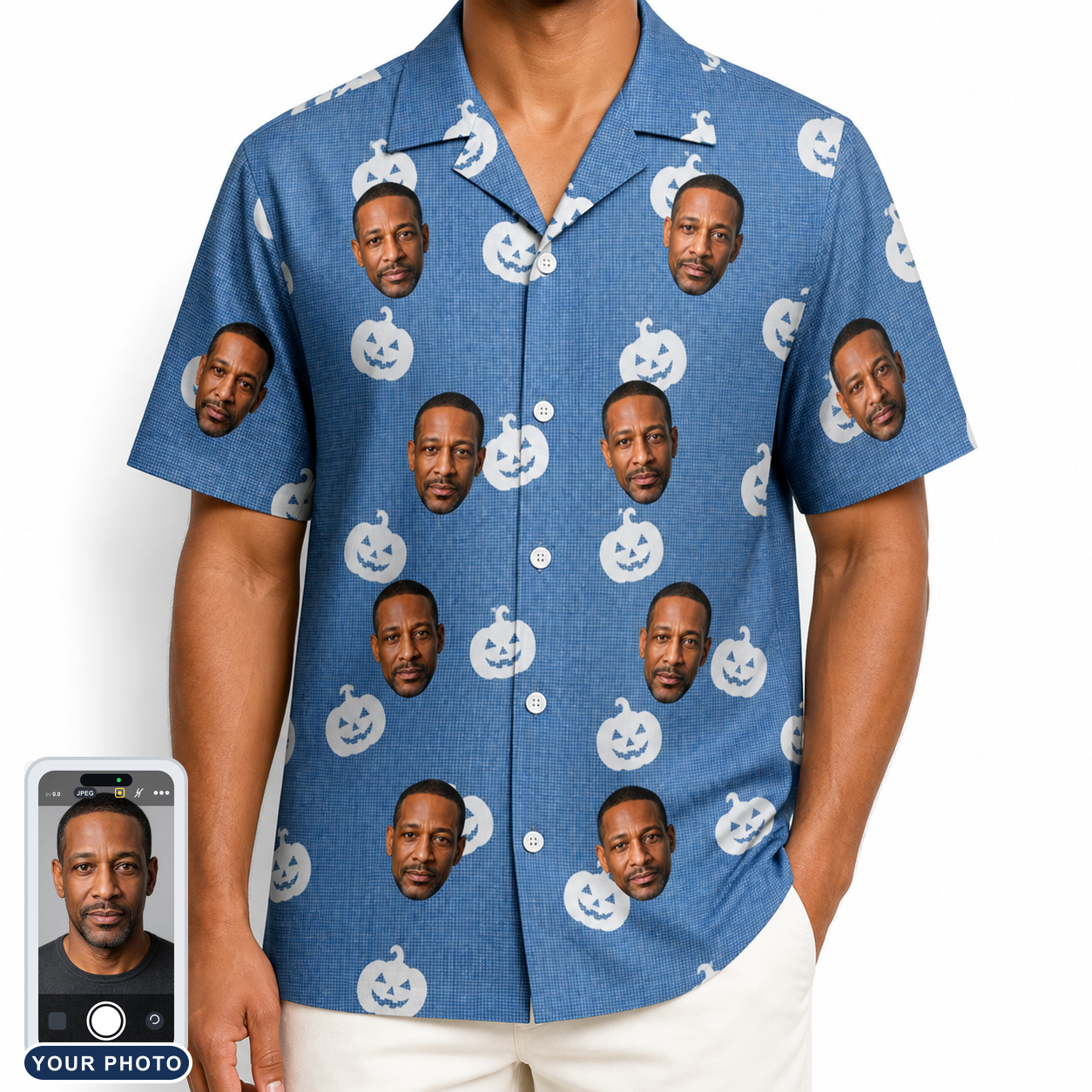 Men's Autumn Orbs Custom Face Hawaiian Shirt