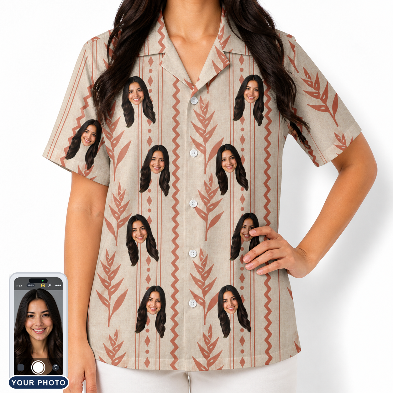 Women's Torch Blossoms Custom Face Hawaiian Shirt