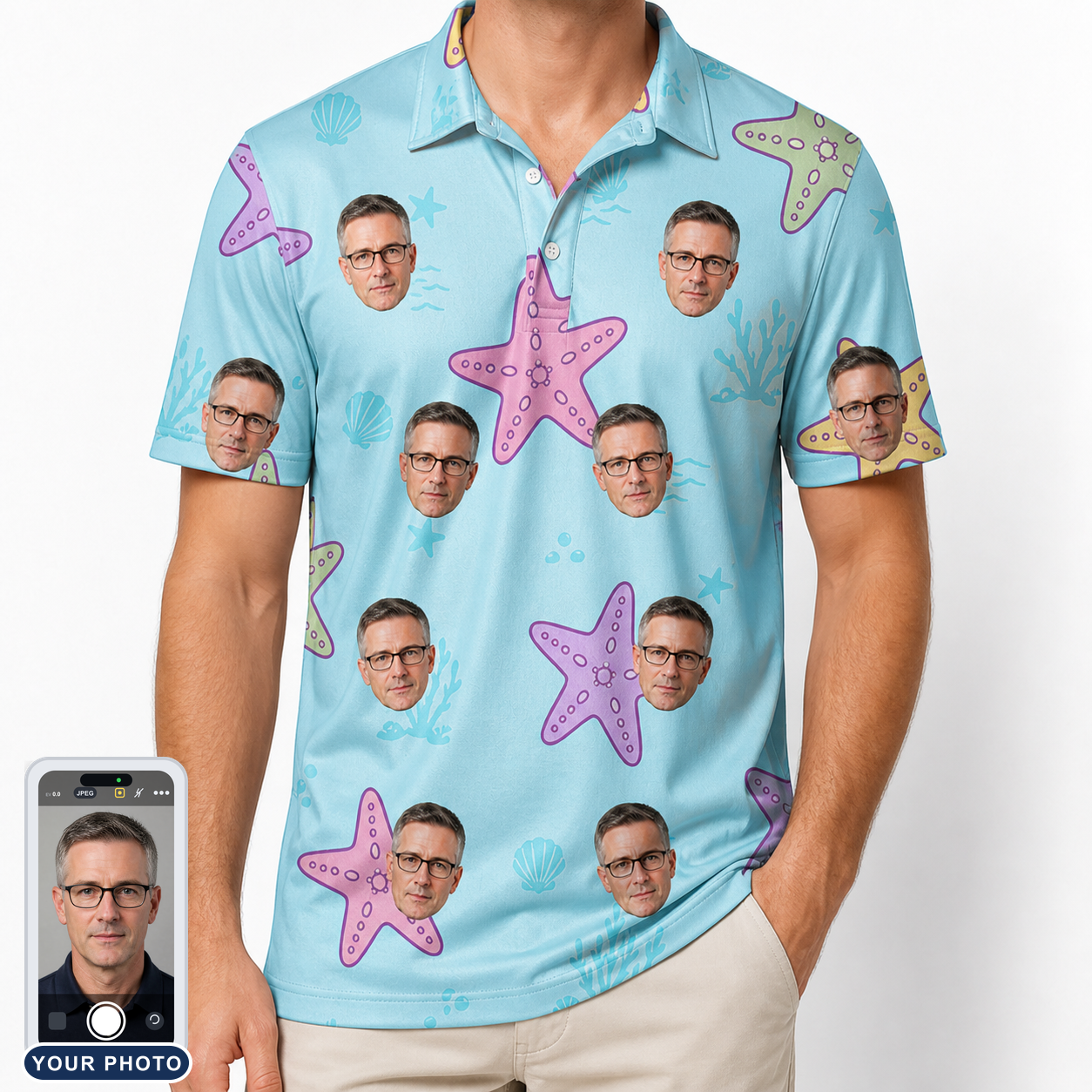 Men's Nautical Nuptials Custom Face Polo Shirt