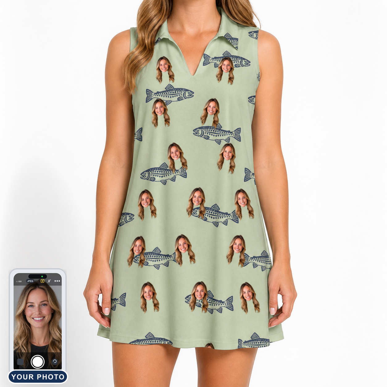 Women's Gill Giggles Custom Face V-Neck Dress