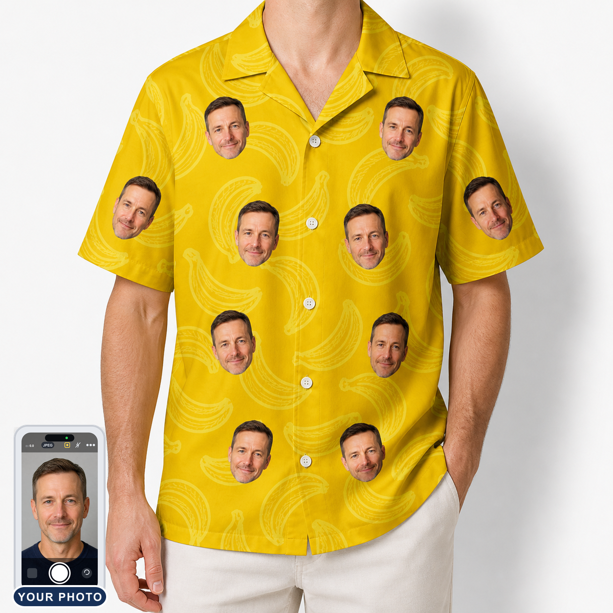 Men's Cavendish Capers Custom Face Hawaiian Shirt