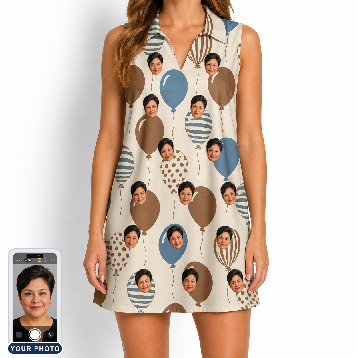 Women's Upward Uproar Custom Face V-Neck Dress