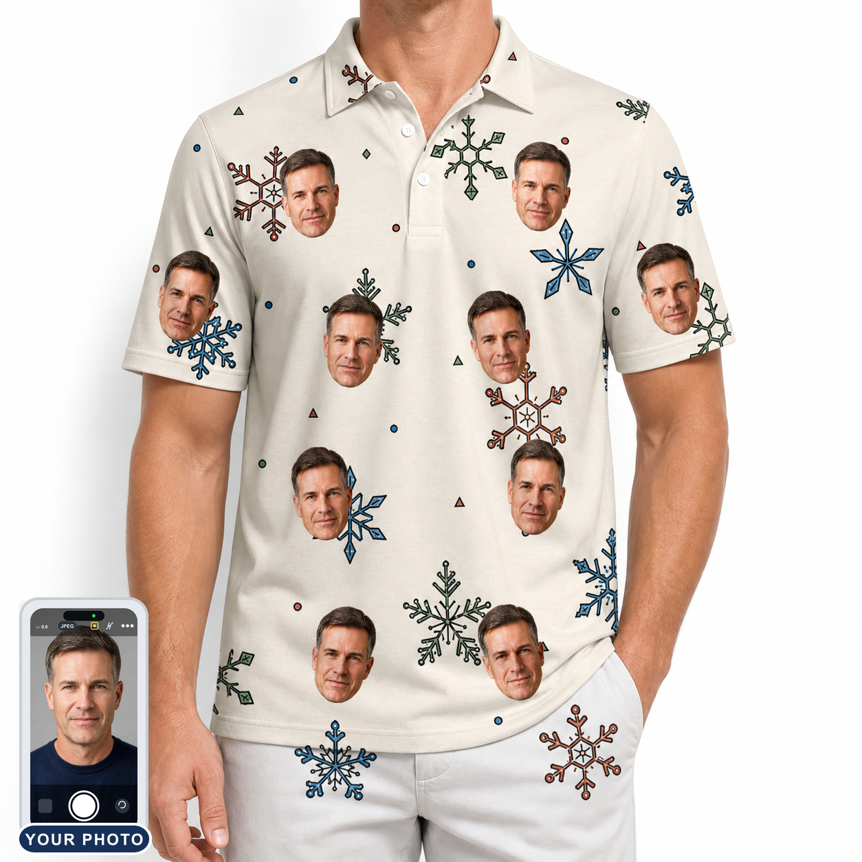 Men's Tinsel Tumble Custom Face Polo Shirt
